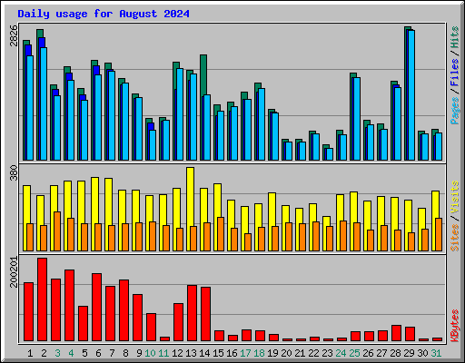 Daily usage for August 2024